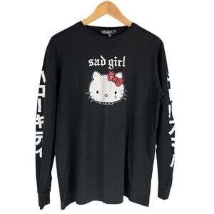 DOLLS KILL x HELLO KITTY Sad Grls Club Black Graphic Long-Sleeve Tee Size S